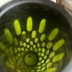 💃 Art Glass Vase Beautiful olive green & black polkadot motif
#AZ-101